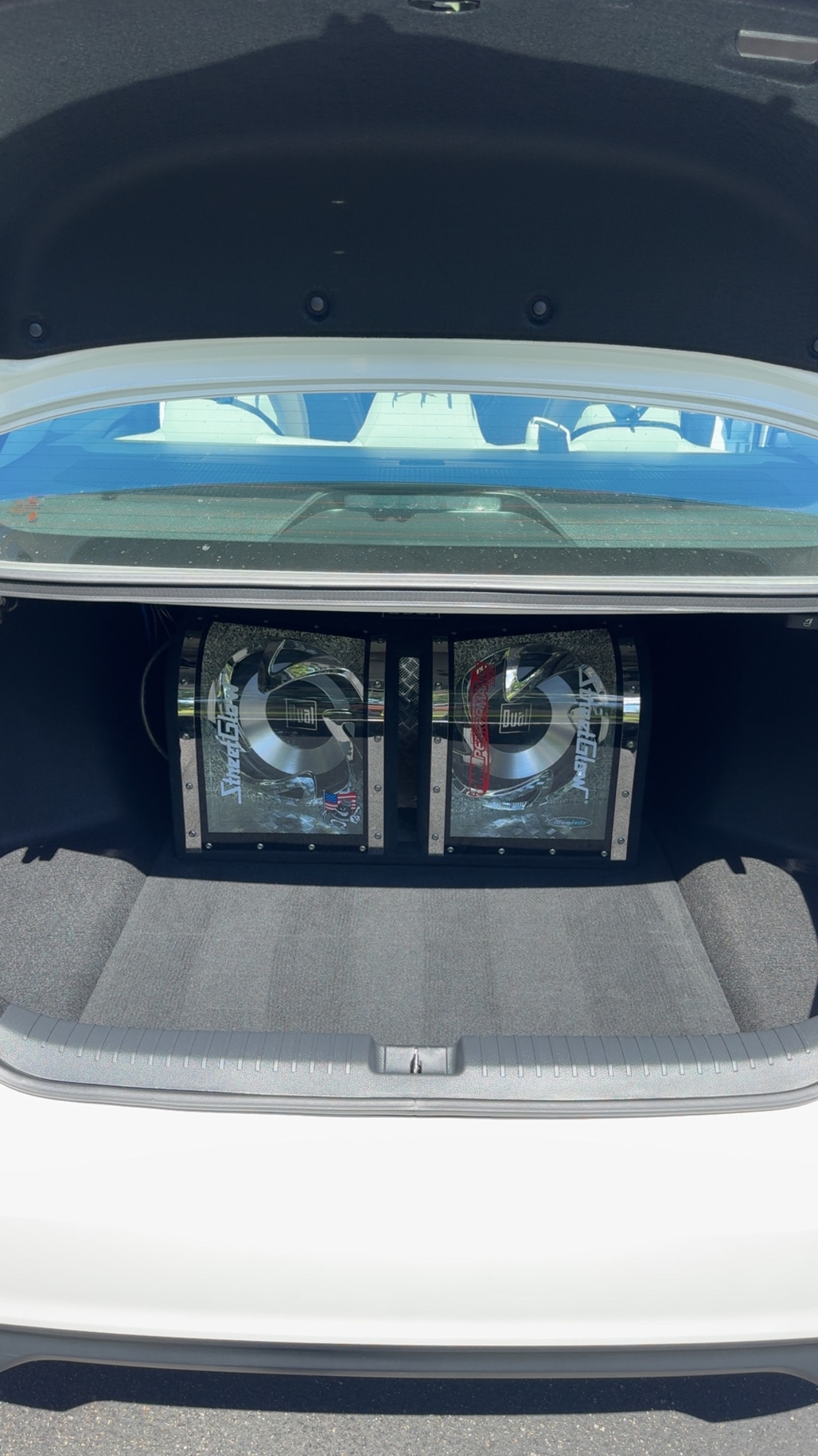 Interior detail — custom subwoofer trunk setup